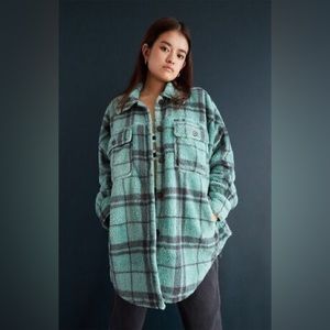 NWOT PacSun Homecoming Button Down Sherpa Shirt Jacket
